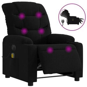 vidaXL Sill&oacute;n reclinable de masaje el&eacute;ctrico tela negro