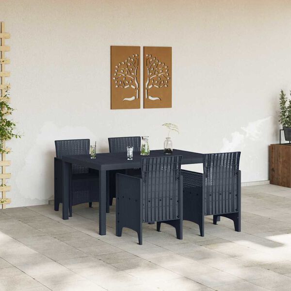 vidaXL Conjunto de Comedor de Jardín 5 pcs Antracita Ratan Polt