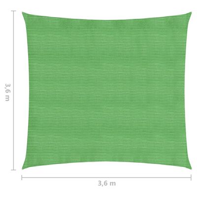 vidaXL Toldo de vela HDPE verde claro 160 g/m² 3,6x3,6 m