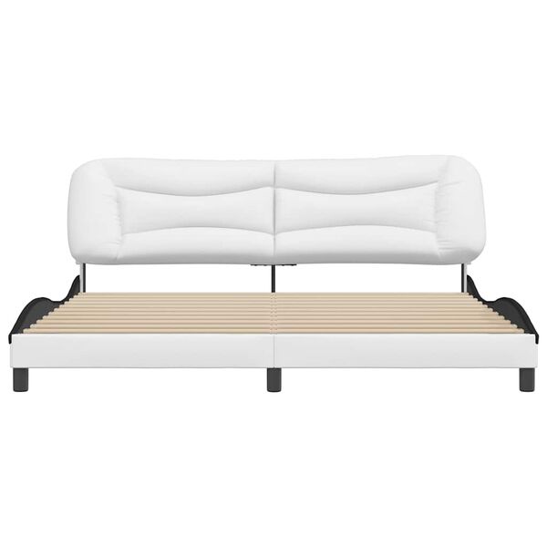 vidaXL Estructura de cama sin colch&oacute;n Hvar cuero sint&eacute;tico blanco negro 200x200 cm