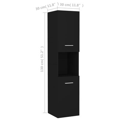 vidaXL Armario de baño madera contrachapada negro 30x30x130 cm