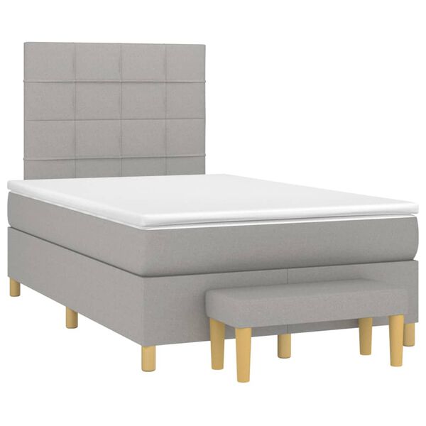 vidaXL Cama box spring con colch&oacute;n tela gris claro 120x200 cm