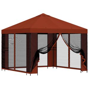 vidaXL Gazebo de jard&iacute;n con paredes laterales 3 x 3 m Terracota