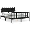 vidaXL Estructura cama de matrimonio con cabecero madera maciza negro