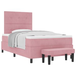 vidaXL Cama tipo Box Spring con colch&oacute;n Rosa 120 x 190 cm Terciopelo