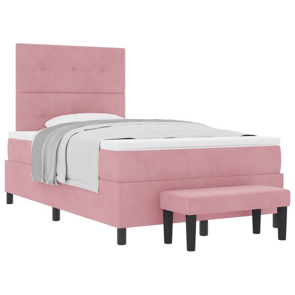 vidaXL Cama tipo Box Spring con colch&oacute;n Rosa 120 x 190 cm Terciopelo