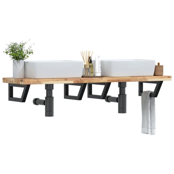 vidaXL Estante de lavabo de pared acero y madera maciza de acacia
