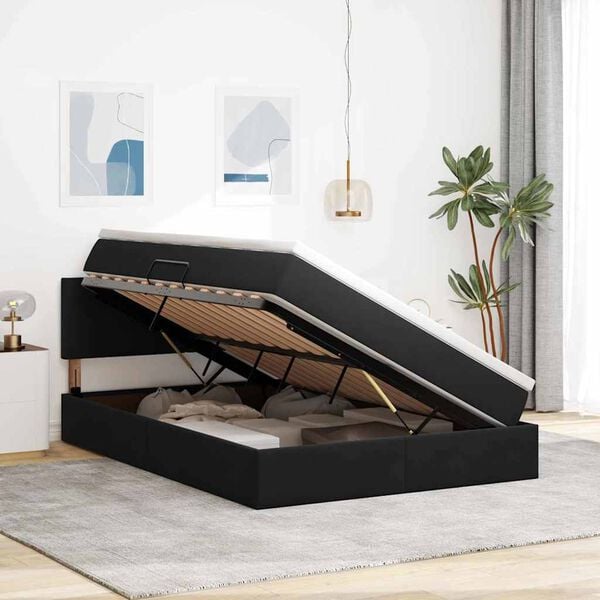 vidaXL Cama con almacenamiento y LED Negro 140 x 190 cm Terciopelo
