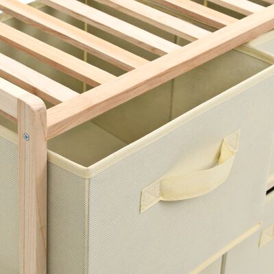 vidaXL Estantería de almacenaje 6 cestas de tela madera de cedro beige