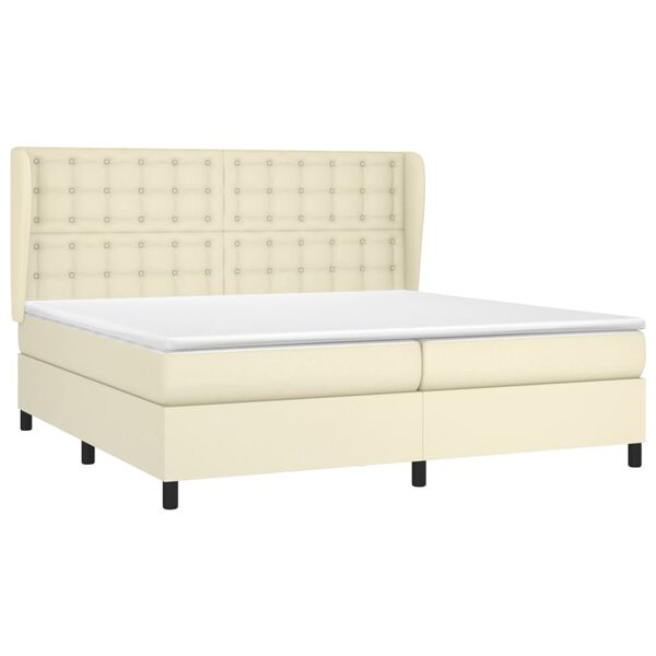 vidaXL Cama box spring con colch&oacute;n cuero sint&eacute;tico crema 200x200 cm