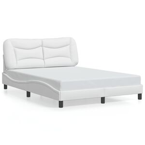 vidaXL Estructura de cama sin colch&oacute;n Hvar cuero sint&eacute;tico blanco 140x190cm