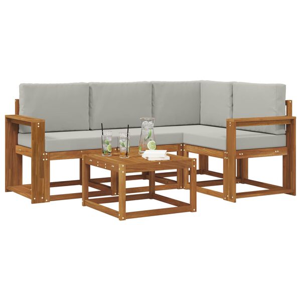 vidaXL Conjunto de sof&aacute;s de exterior 5 pcs Gris Natural y Claro