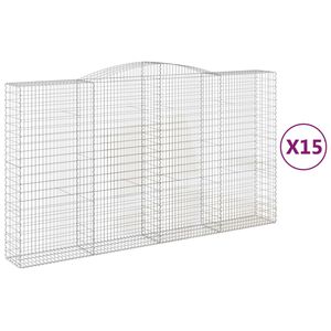 vidaXL Cestas de gaviones 15 uds forma de arco hierro 400x50x220/240cm