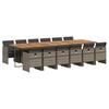vidaXL Set comedor de jard&iacute;n con cojines 13 pzas rat&aacute;n sint&eacute;tico gris