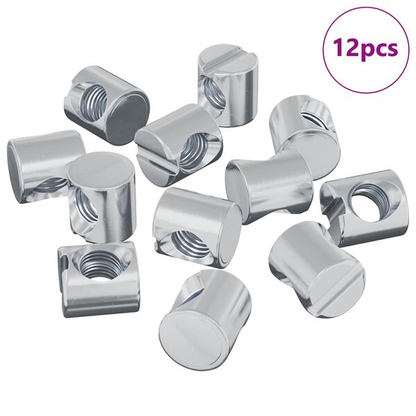vidaXL Tuercas de barril 12 pcs Plateado M6 x 12 mm Metal