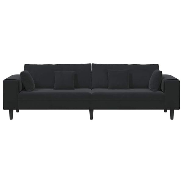 vidaXL Sof&aacute; con coj&iacute;n Negro 250 x 77 x 76 cm Terciopelo