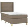 vidaXL Cama box spring colch&oacute;n y luces LED tela gris taupe 90x200 cm