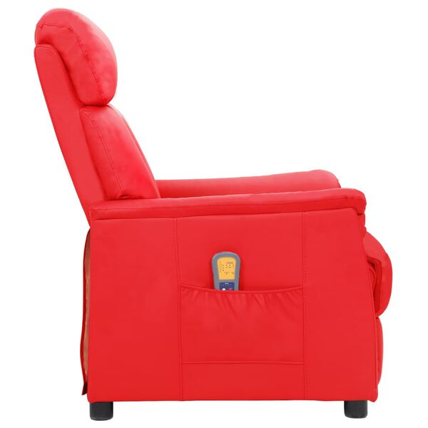 vidaXL Sill&oacute;n de masaje elevable cuero sint&eacute;tico rojo