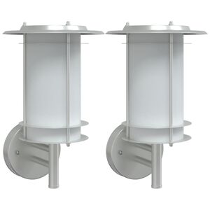 vidaXL Apliques de exterior 2 unidades acero inoxidable plateado