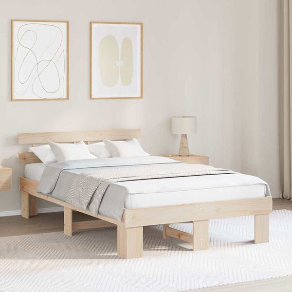 vidaXL Estructura de cama Natural 120 x 200 cm Madera de pino macizo