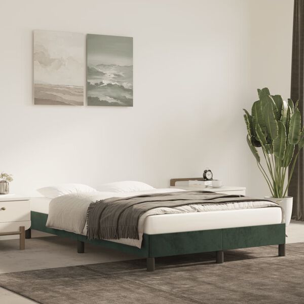 vidaXL Estructura cama sin colchón terciopelo verde oscuro 120x190cm