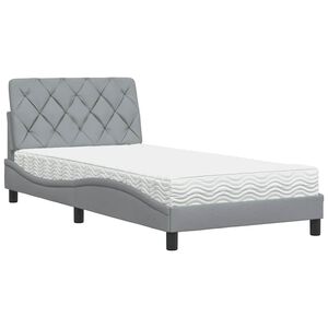 vidaXL Cama con colch&oacute;n tela gris claro 100x200 cm