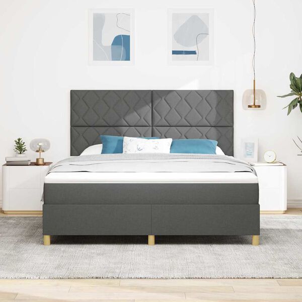 vidaXL Cama tipo Box Spring con colch&oacute;n Gris oscuro 180 x 200 cm tela
