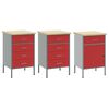 vidaXL Armario de trabajo con caj&oacute;n 3 pcs Rojo y Gris 150 x 55 x 85 cm