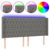vidaXL Cabecero con LED de tela gris oscuro 203x16x118/128 cm