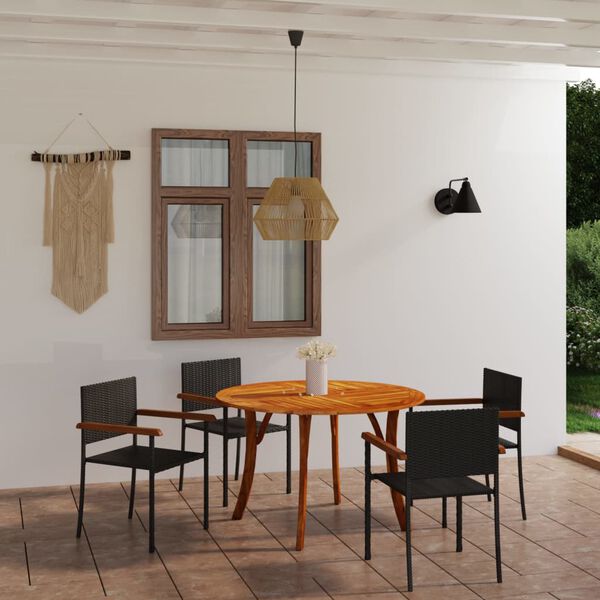 vidaXL Juego de comedor para jard&iacute;n 5 piezas negro