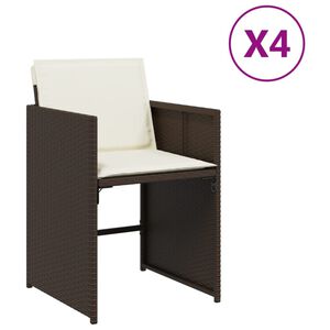 vidaXL Sillas de jard&iacute;n con cojines 4 unidades rat&aacute;n sint&eacute;tico marr&oacute;n