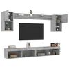 vidaXL Muebles TV pared con LED 6 pzas madera ingenier&iacute;a gris hormig&oacute;n