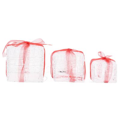 vidaXL Caja decorativa de regalo Navidad acrílico 3 pzas de colores