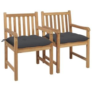 vidaXL Sillas de jard&iacute;n 2 uds madera de teca y cojines gris antracita