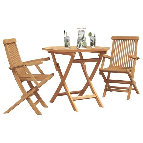 vidaXL Conjunto de Comedor de Jard&iacute;n 3 pcs Marr&oacute;n