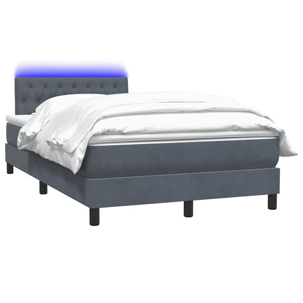 vidaXL Cama box spring con colch&oacute;n y LED terciopelo gris oscuro 120x210 cm