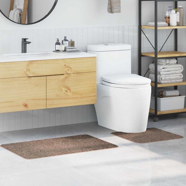 vidaXL Conjunto de alfombra de ba&ntilde;o antideslizante 2 pcs Marr&oacute;n PP