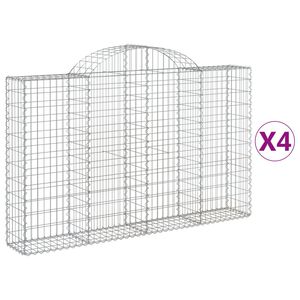 vidaXL Cestas de gaviones 4 uds forma de arco hierro 200x30x120/140 cm