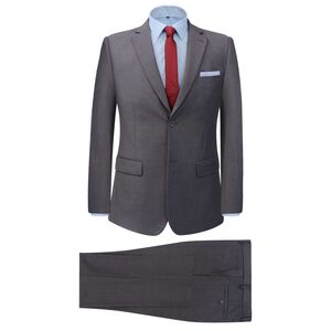 vidaXL Traje de 2 piezas para hombre Gris 50 Poli&eacute;ster