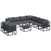 vidaXL Conjunto de sof&aacute;s de jard&iacute;n 10 uds. Negro Aluminio
