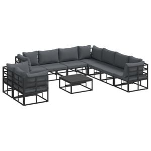 vidaXL Conjunto de sof&aacute;s de jard&iacute;n 10 uds. Negro Aluminio