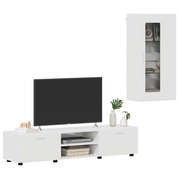 vidaXL Conjunto de mueble de TV FLORIN brillante Madera de ingenier&iacute;a