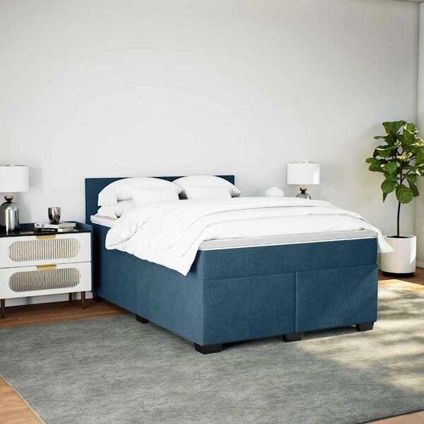 vidaXL Cama box spring con colch&oacute;n terciopelo azul 160x200 cm
