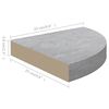 vidaXL Estante de esquina de pared 2 uds MDF gris hormigón 25x25x3,8cm