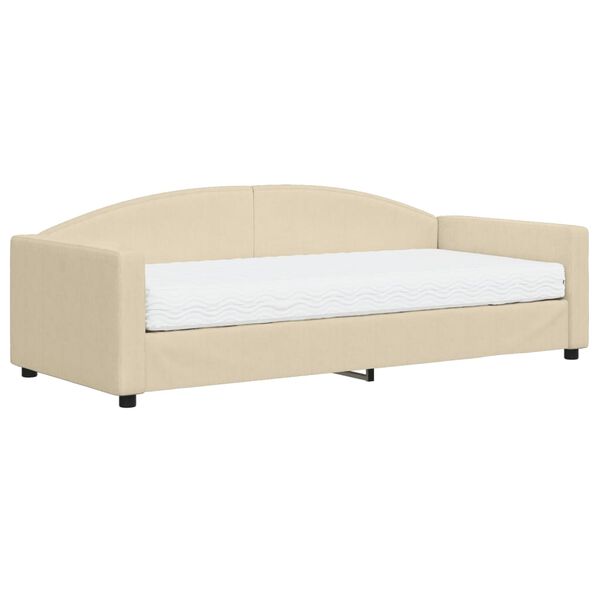 vidaXL Sofá cama con colchón tela crema 90x200 cm