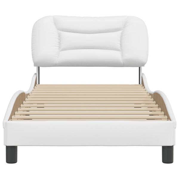 vidaXL Estructura de cama sin colch&oacute;n Hvar cuero sint&eacute;tico blanco 90x200 cm