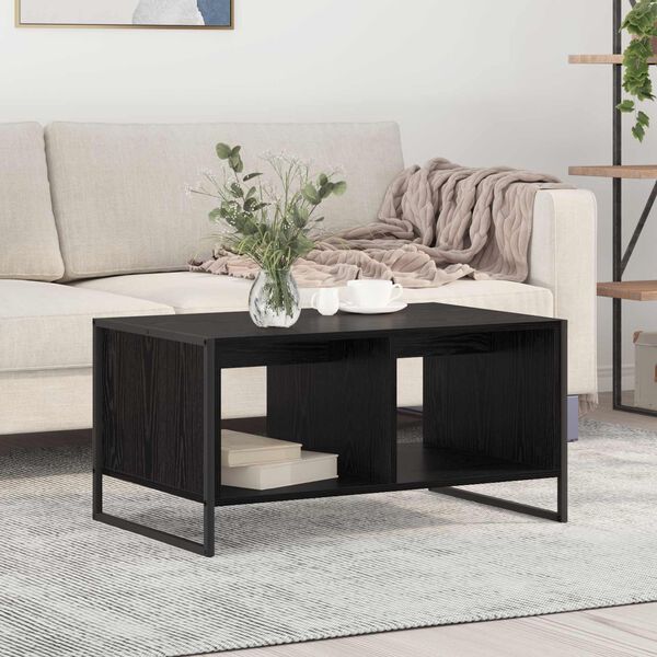 vidaXL Mesa de Caf&eacute; Roble Negro 80 x 50 x 40 cm Madera contrachapada