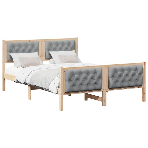 vidaXL Estructura de cama con cabecera Gris Claro 140 x 200 cm