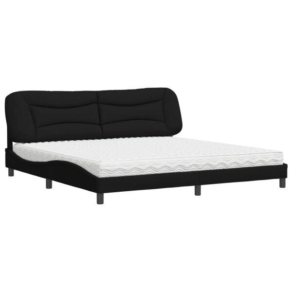 vidaXL Cama con colch&oacute;n Hvar tela negro 200x200 cm