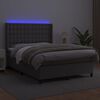 vidaXL Cama box spring colch&oacute;n y LED cuero sint&eacute;tico gris 140x190 cm